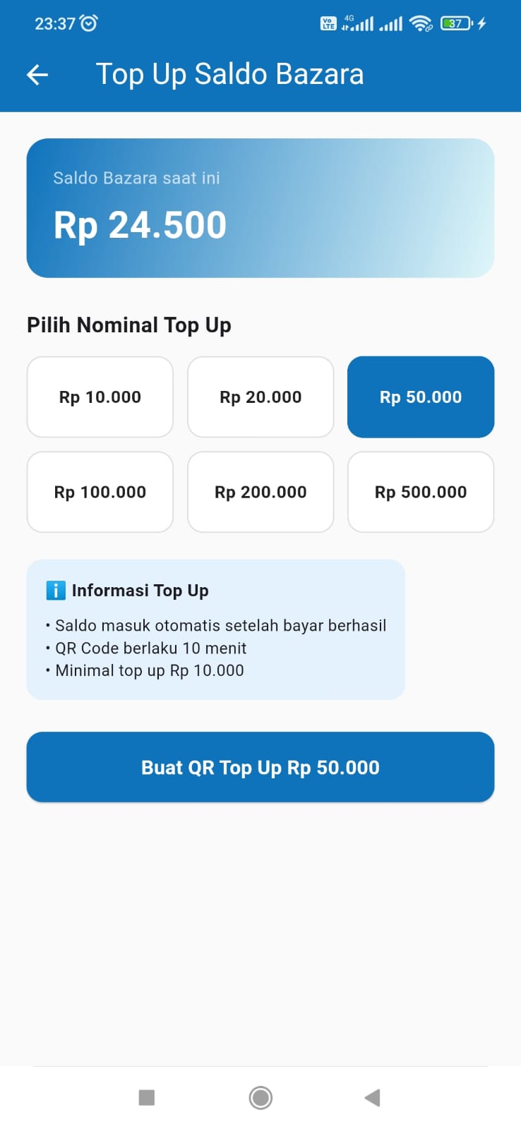 Pilih nominal top up